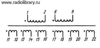 Электрическая принципиальная схема анодного трансформатора ТА197
